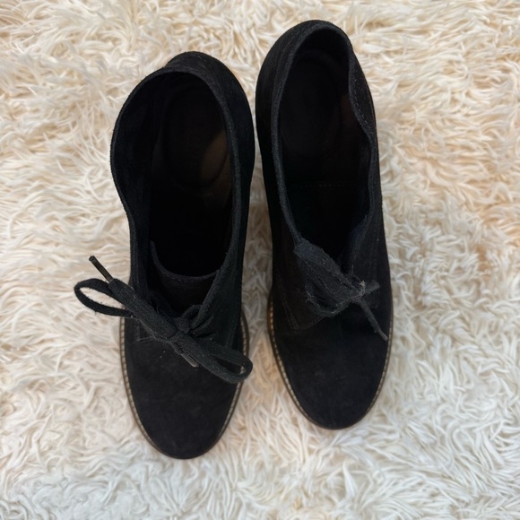 J. Crew MacAlister High Heel Black Suede Ankle Boot Size 9 with ties - Picture 2 of 10